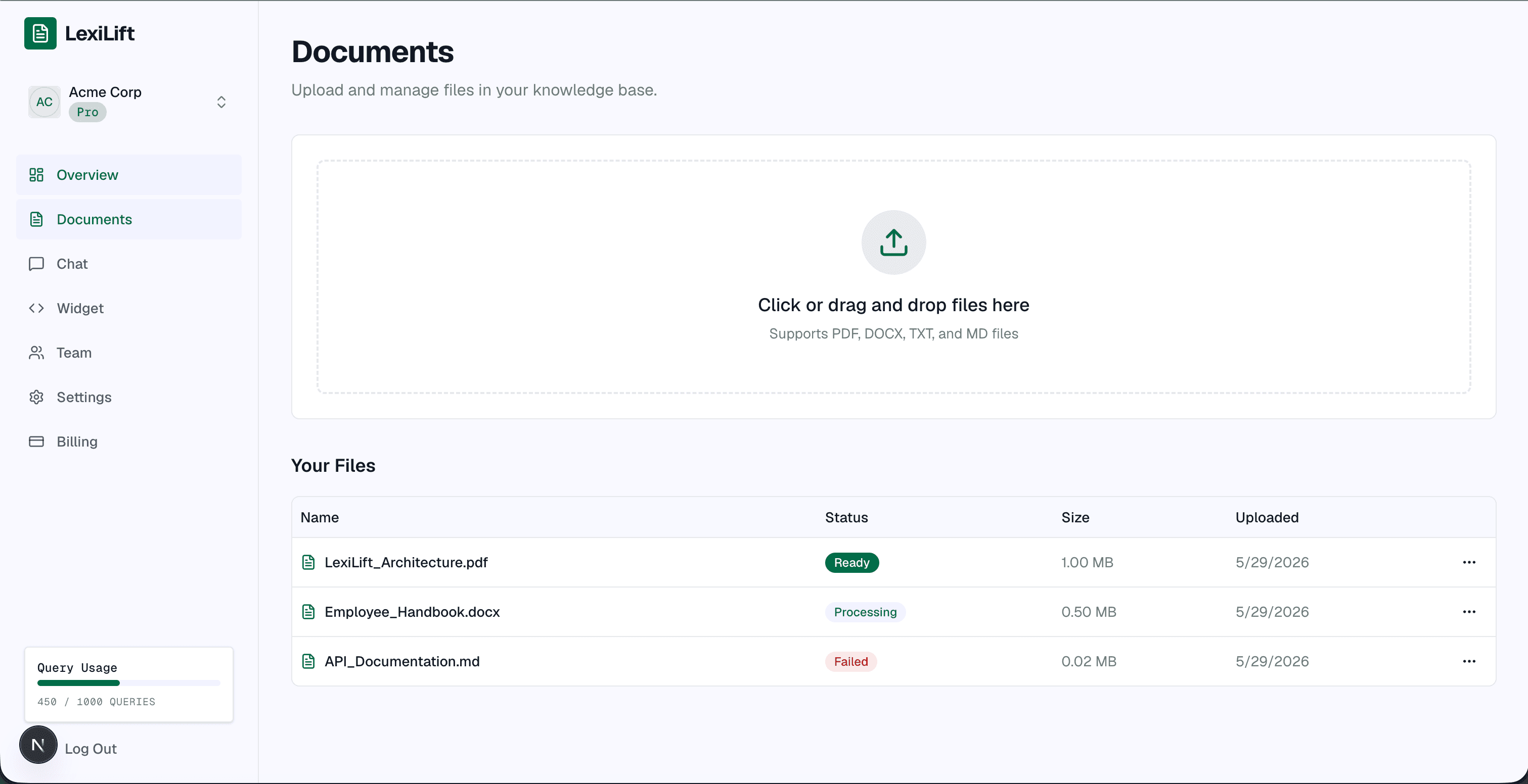 LexiLift Dashboard Preview